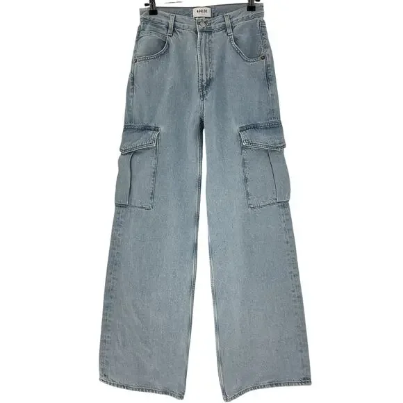 Agolde Relaxed Blue Minka Cargo Denim Jeans Size 25 - Picture 2 of 4